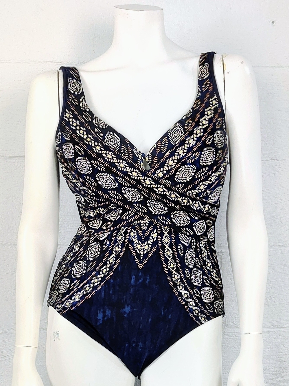 Miraclesuit Navy One-Piece Patterned Swimsuit